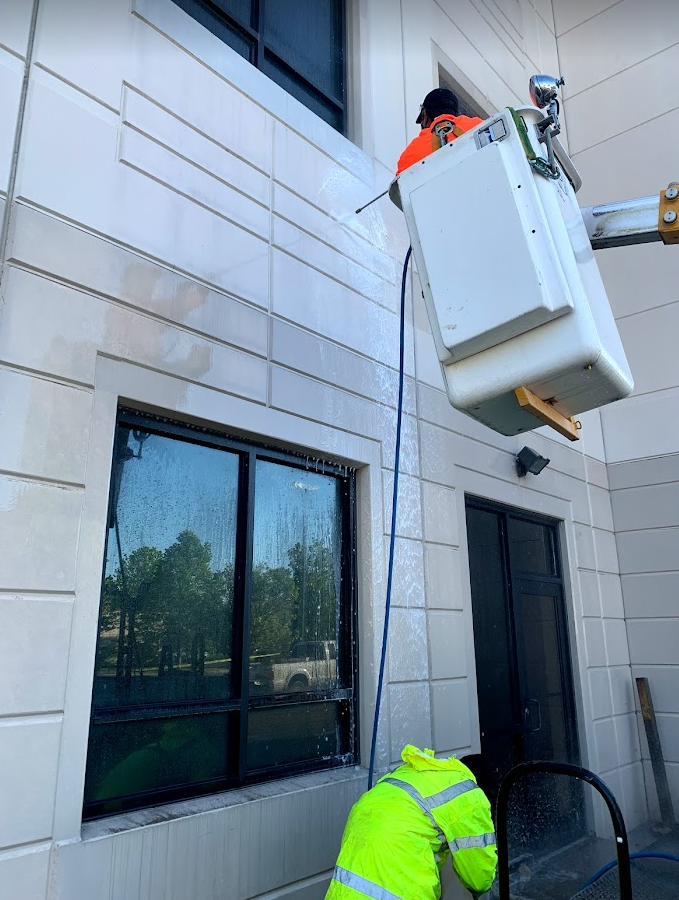 Pressure Washing The Side Of A Building